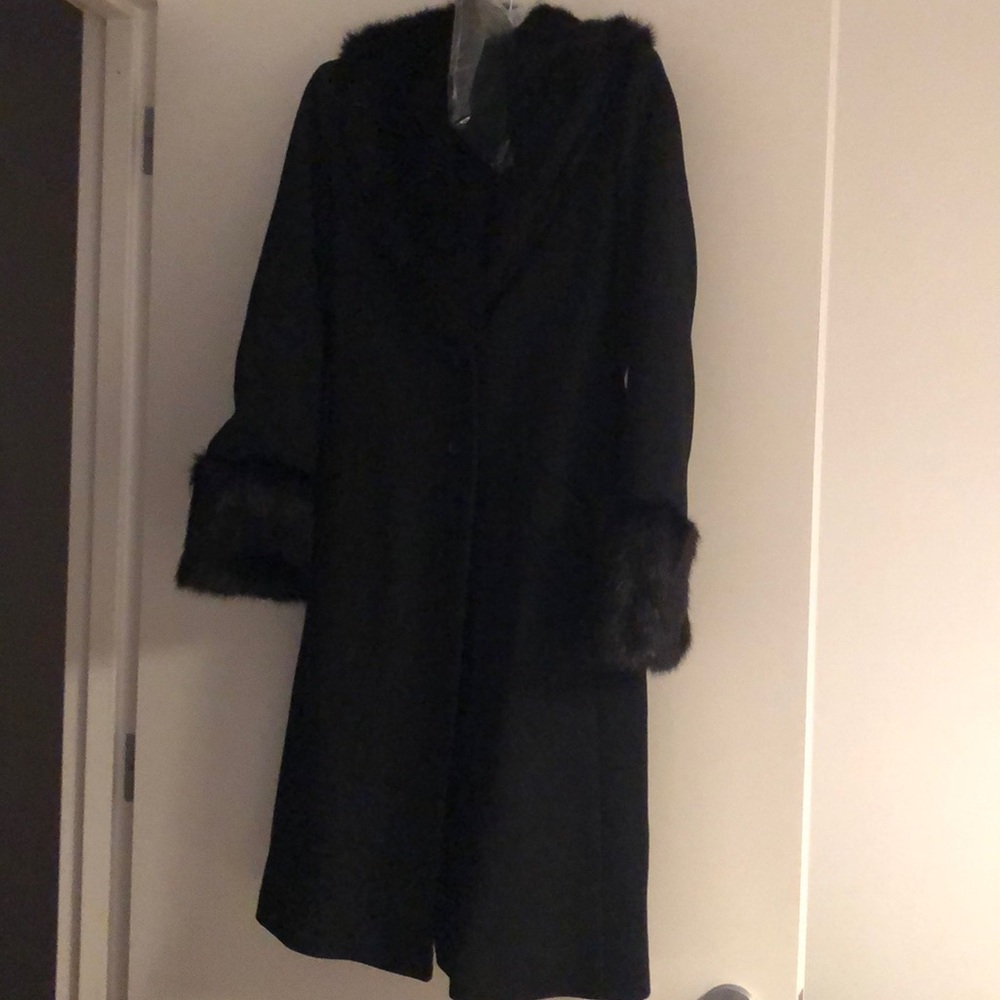 Worth 3/4 length faux fur/wool coat